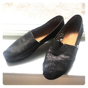 Black sequin Toms size 8.5